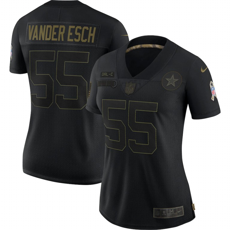 NFL Dallas Cowboys #55 Leighton Vander Esch Nike Women 2020 Salute To Service Limited  Black jerseys
